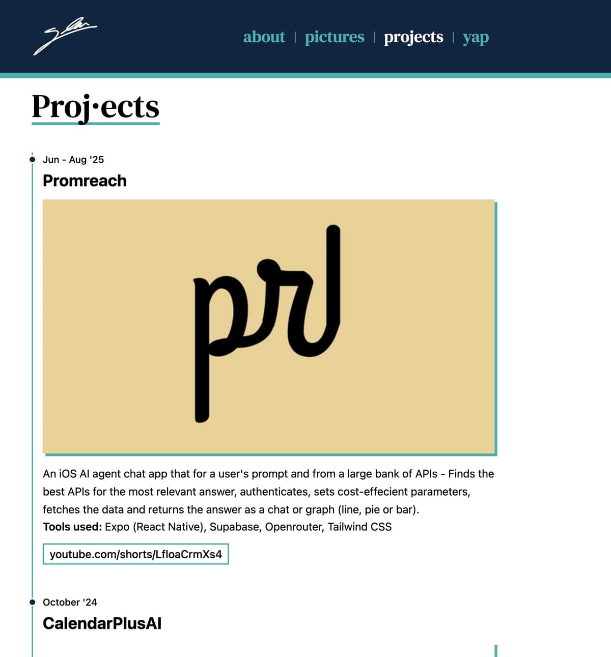 Projects page