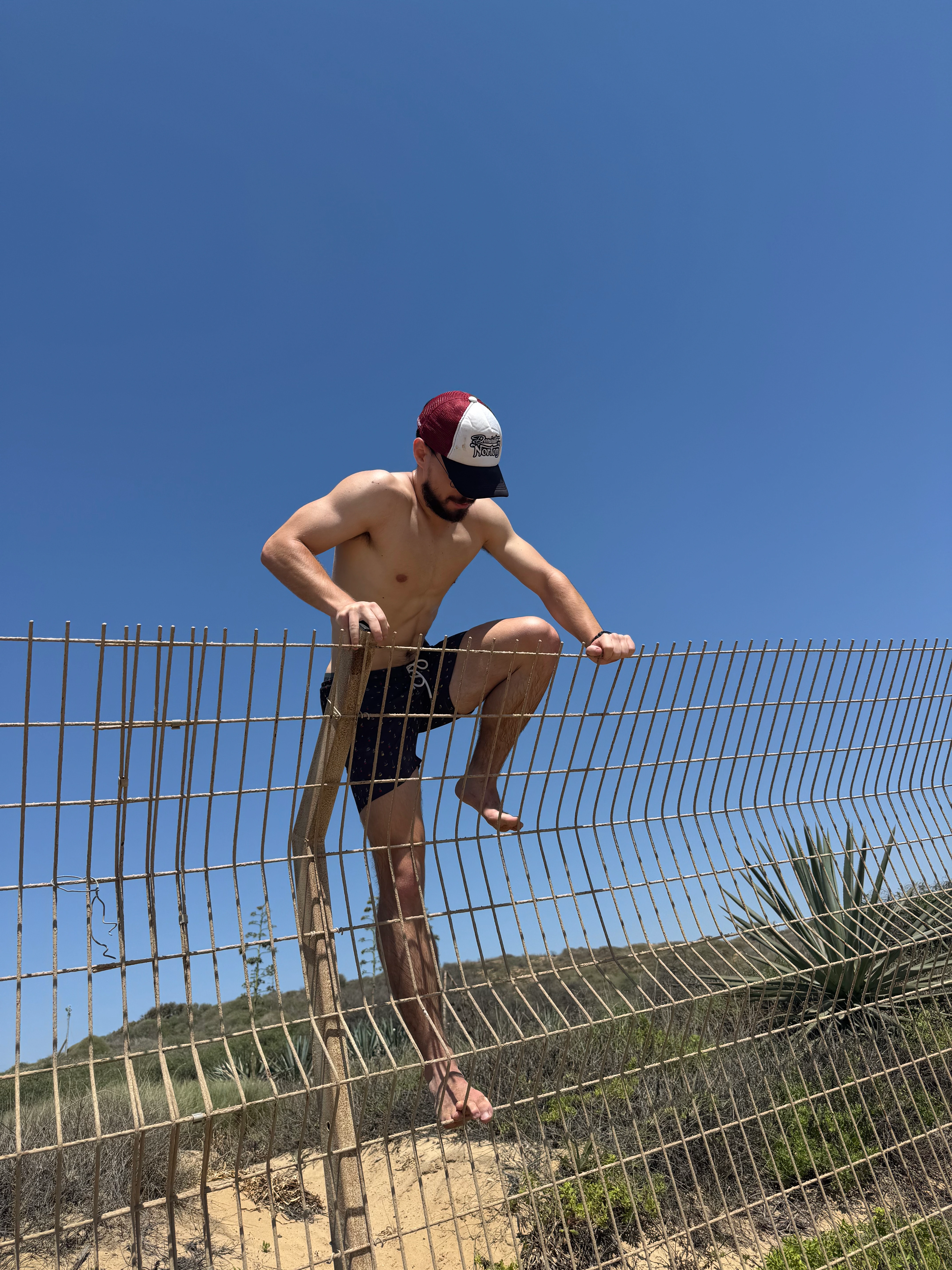 First time that jumping to the other side felt so... high. We climbed on a fence to get to Palmachim Beach. There was a free enterance but you know... For the lore. And the fence was prettttyy high! Just had to send it and hope for the best! (it was aight)